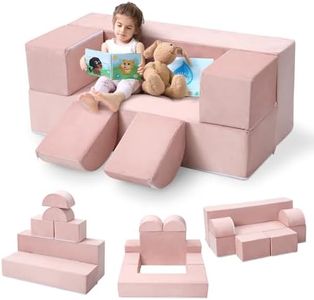 GarveeHome Kids Play Couch, 6Pcs Modular Kids Play Sofa for Playroom Bedroom, Kids Modular Couch Toddler Foam Sofa, Kids Convertible Sofa with Removable Cover
