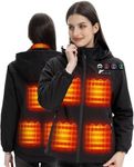 ARRIS Women`s Heated Jacket Waterproof, Electric Heated Parka Coat with 7.4V Battery and Detachable Hood - 8 Heating Areas