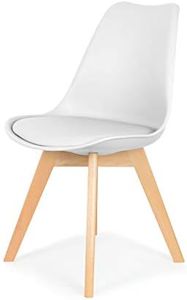 IHANA Dining Chair with Cushioned Pad Seat & Solid Beech Wood Legs for Mid Century Modern Dining Room Living Room Bedroom Kitchen & Lounge