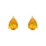 SeagullIN Pear Shape Birthstone Stud Earrings for Women Fits Sensitive Ears Minimalist Natural Gemstone Jewellery (with Box)