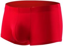 Arjen Kroos Men's Sexy Underwear Boxer Briefs Silky Breathable Trunks (1 Pack),A05-Red-AK7010,Large