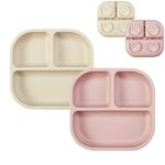 PandaEar Suction Plates for Baby, 2 Pack Silicone Plates for Baby Toddlers Infant Kids, Divided Toddler Suction Plate Baby Dish Set, Non-Slip, Non-Toxic, BPA Free Silicone