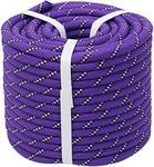 YUZENET Braided Polyester Arborist Rigging Rope (3/8 inch X 100 feet) High Strength Outdoor Rope for Rock Climbing Hiking Camping Swing, Purple