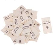 Susuntas 100PCS Handmade Fabric Labels Tags Clothes Labels, Handmade Fabric Labels, Embroidered Fabric Labels Tags, Handmade Labels Sewing DIY Decor (Garland)