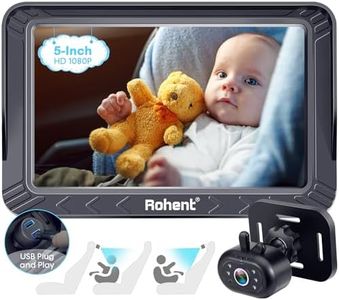 Baby Car Camera 5-Inch for Backseat: USB Plug and Play Easy to Install for New Parents - HD 1080P Clear Night Vision Car Seat Camera for Rear Facing Infant 360° Rotating for Larger Cars SUV