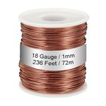 PATIKIL 99.9% Soft Copper Wire, 18 Gauge/1mm Diameter 236 Feet/72m 1.1 Pound Spool Pure Copper Wire for Jewelry Making Beading Garden Plants