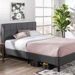 Zinus Lottie Single Bed frame - Bed 90x190 cm - 35 cm Height - Upholstered Platform Bed frame with wood slat support - Grey