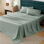 Bedsure 100% Cotton Sheets Full Size - Soft Percale Sheets, 4 Pieces Green Fitted Sheets, Breathable Cooling Sheets, Cotton Bed Sheets with Deep Pocket Up to 16", Sheets & Pillowcases