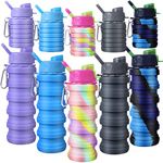 CHENGU 5 Pcs Collapsible Water Bottles 16 oz Portable Foldable Water Bottles Silicone Leak Proof Travel Water Bottle Reusable Sports Water Bottle with Metal Clip for Camping Hiking Travel (Colorful)