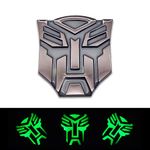 Chrome Metal Transformers Autobots Logo Car Emblem Self-Luminous Badge Premium 3D Sticker Auto Decals (Glossy Black)