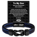 GBTBYS To My Son Bracelet, Son Gifts, Gifts for Son, Love You Forever Leather Bracelets Graduation Birthday Gifts for Son Teen Boy Him Blue