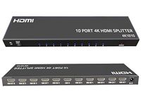 HDMI Splitter - 4K HDMI Splitter 1 in 10 Out - Powered HDMI Splitter 10 Way Monitor Outputs,Support 4K@30Hz Ultra HD,3D Audio Video Sync,Plug&Play for HDTV PS4/5 Xbox PC Laptop