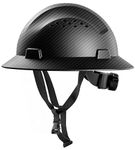 AnTools Carbon Fiber Design Full Brim Hard Hat, OSHA Approved Construction Hard Hats for Men, 4-Point Adjustable Suspension, ANSI Z89.1