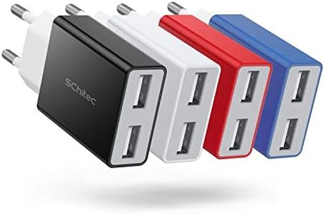 SCHITEC Cargador USB,2 Puertos 4Pack 5V / 2.1A Mini Cargador de Pared USB Adaptador de Corriente para Enchufe USB de Viaje en el hogar para iPhone XS/XR,iPad,LG G5,Samsung Galaxy S8,Huawei