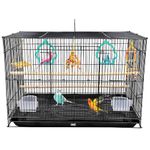 BURAQ 2 Ft Metal Birds Cage With 3 Swing Bird Toys - Best For Love Bird Cages | Parrot | Parakeet | Hammock | Large Bird Cage (Size - 23.5" Long, 16.5" Wide And 16" Height), Black