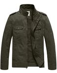 WenVen Men's Lightweight Cotton Jacket Classic Full Zip Military(9929 Military Green,Medium)