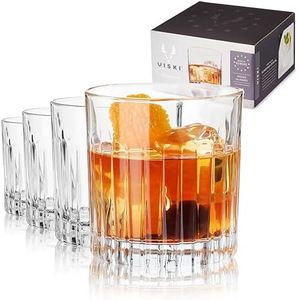 Viski Double Old Fashioned Tumblers, 4 Lead-Free Crystal Lowball Cocktail Glasses, Italian Made Glassware, Set of 4, 12oz (355ml)