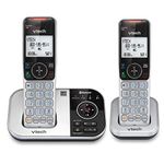 VTech VS112-2W Cordless 2-Handset DECT 6.0 Telephone Bundle with ITAD, Black/Silver