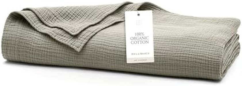 BOLL & BRANCH Dream Bed Blanket - King/Cal King, Sageleaf - Luxury 100% Organic Cotton - Soft, Lightweight and Breathable - Cloud-Like Touch
