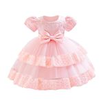 Belovecol Baby Girls Pink Dress Christening Baptism Party Formal Dress Embroidery Birthday Party Dress 3-4 Years