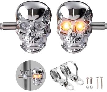 JinRui-T Motorcycle Turn Signals Led Skull Blinkers 10mm Screw Indicator Light Universal for Harley Honda Kawasaki Suzuki Triumph 2PCS (Silver)