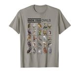 Know Your Owls All Type of Owl Spirit Animal For Owl Lovers T-Shirt