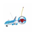 PNJB, Air Bus Remote Control Airplane Flight Aeroplane Plane Electric RC Kids Toy Gift, High-Speed RC Aeroplane, With Light & Music Runs on Ground, Plane Toy (Blue)