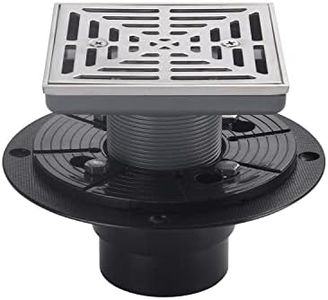 DEOKXZ 4-1/4"Square Brushed Nickel Shower Drain，Base with Adjustable Drain Flange Kit PVC,Removable Grille Strainer Drain Cover with Screws,SUS304 Stainless Steel