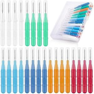 NVIYAM 24 Pcs Brossettes Interdentaire Cure-Dents Interdental Brush Brosse Dentaire Portable Avec Couvercle Dentaire Brosse d'Hygiène Plastique Dent Brossette