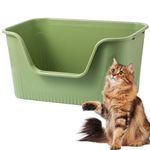 Vealind Open Top Cat Litter Tray with High Sides and Low Entry Cat Litter Box, 100% Leak Proof Anti Splash Pet Litter Box Cat Potty (Green)