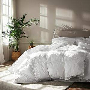 Serta Goose Feather Down Fiber Cotton Comforter King Size - 100% Cotton Duvet Insert - Hotel Luxury Hypoallergenic Bedding Comforter All Season Medium Warmth 106 x 90 Inch White