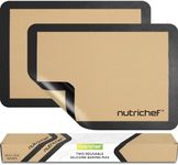 Nutrichef Silicone Baking Mats - 2 Non-stick Food-Grade Reusable Silicone Mats - Perfect for Half Baking Pans 16.5 x 11.6 IN - Oven-Safe Up to 480 Degrees F - Safe for Ovens & Dishwashers - Black