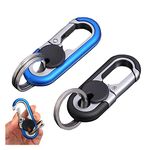 ViCUULY Creative Stainless Steel Keychain, Men’s Car Key Chain, Keychain for Men and Women, Double Ring Design (2pcs Style A1)