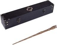 Cottage Garden Handcrafted Woodgrain Owl Wand and Magic Wand Box 2 Piece Set, Black