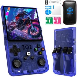 R36MAX Retro Handheld Game Console, Retro Gaming Console 4.0-inch IPS HD Screen, Video Game Consoles with Open Source Linux System & 4000mAh Battery (Blue 128GB)