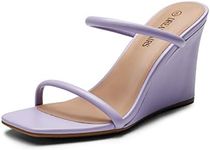 DREAM PAIRS Womens Slides Wedge Sandal Two Strap Square Open Toe Dress Shoes SDPW2224W, Purple - 10