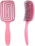 Detangler Hair Brush -Anti-Static Massage Hair Brush, Vented Detangler Brush,100% Bio-Friendly Detangler hair brush Ultra-soft Bristles- Glide Through Tangles with Ease - For Curly, Stright, Women, Men, Kids, Toddlers, Wet and Dry Hair(Pink)