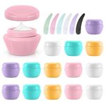 Small Travel Containers, 25 Pcs 5 ml Travel Cream Jars, Mini Plastic Travel Containers for Makeup, Lotion, Eye Shadow, Powder, Lip Balms (Multiple Colors)