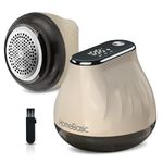 HOMEBASIC Fabric Lint Remover for Clothes | Rechargeable 1000mAh Electric Fuzz Shaver with 6 Leaf Stainless Steel Blades | 3-Speed 5500 RPM for Sweater, Coat, Jacket, Sofa, Carpet| Portable & Safe Use