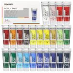 MEEDEN Heavy Body Acrylic Paint - Basic Satin Finish 24 x 60ml (2 oz) Color Paint Set for Adults - Rich Pigment Art Craft Paints for Canvas Rock Wood