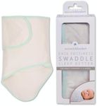 Miracle Blanket Baby Sleep Wearable Swaddle Wrap for Newborn Infant Boy or Girl 0-3 Months, Beige with Green Trim