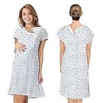 AMZ Hospital Gown Medium, White Cotton Patient Gown 3 Pack, Soft and Cozy Birthing Gown, Washable Medical Gown, Lightweight Medical Gown with Front and Back Snaps, Short Sleeves