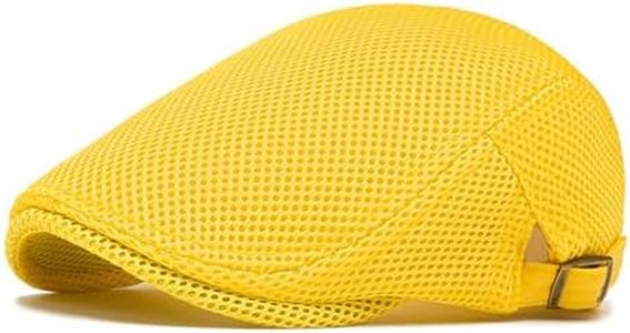 meioro Men's Mesh Flat Cap Breathable Summer Newsboy Hat Beret Ivy Cap Irish Cabbie Gatsby Driving Hunting Hats（Yellow）