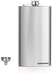 GENNISSY Silver 18/8 Stainless Steel 12OZ Hip Flask - Flasks for Liquor with Funnel Drinking Vessels