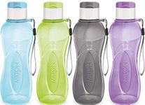 MILTON Sports Water Bottle Kids Reusable Leakproof 25 Oz 4-Pack Plastic Wide Mouth Large Big Drink Bottle BPA & Leak Free with Handle Strap Carrier for Cycling Camping Hiking Gym Yoga (MultiColor 2)