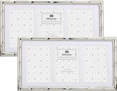 YiPinYin 3-2x3'' Silver Multi Metal Picture Frames 2pack, Bamboo Detail Silver Plated Nurse Photo Frames 3-2x3'' Baby frames With Soft Velvet Backing for Desktop and Wall Décor(Silver)