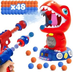 Wrymish Dinosaurio Juguete para Niño 3 4 5 6 7 8 Años, Juguete de Tiro con 2 Pistolas de Bomba de Aire, Juegos de Tiro al Blanco para Niños y Niñas, Cumpleaños para Niños