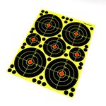 ANCLLO 10 Pack Multi Size 4inch 3inch 2inch Bullseye Reactive Shooting Target - Shots Burst Bright Fluorescent Yellow Upon Impact