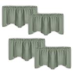 NICETOWN Scalloped Window Valance for Bedroom, Blackout Valance Curtains for Living Room, Kitchen Curtains Valances for Small Window (52x18 Inch, Sage Green, 4 Panles)