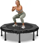 BCAN 48" Foldable Mini Trampoline, Silent Bungee Cord, Stable & Quiet Exercise Rebounder for Kids Adults Indoor/Garden Workout Max 550LBS - Black